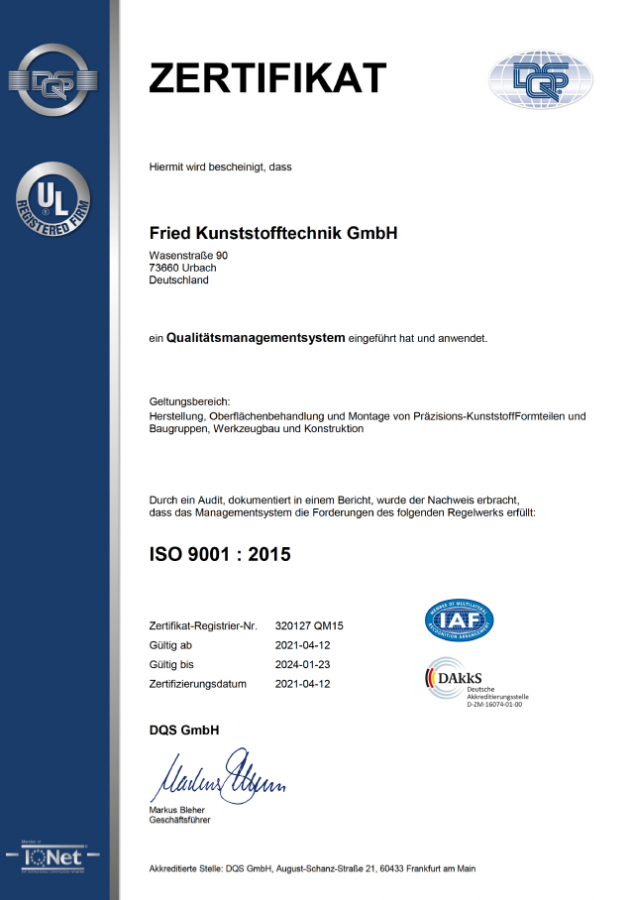 Zertifikat ISO 9001:2015