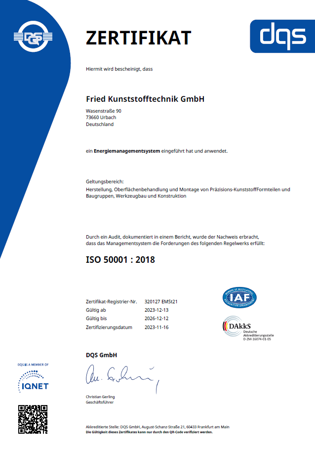 Zertifikat ISO 50001:2018 